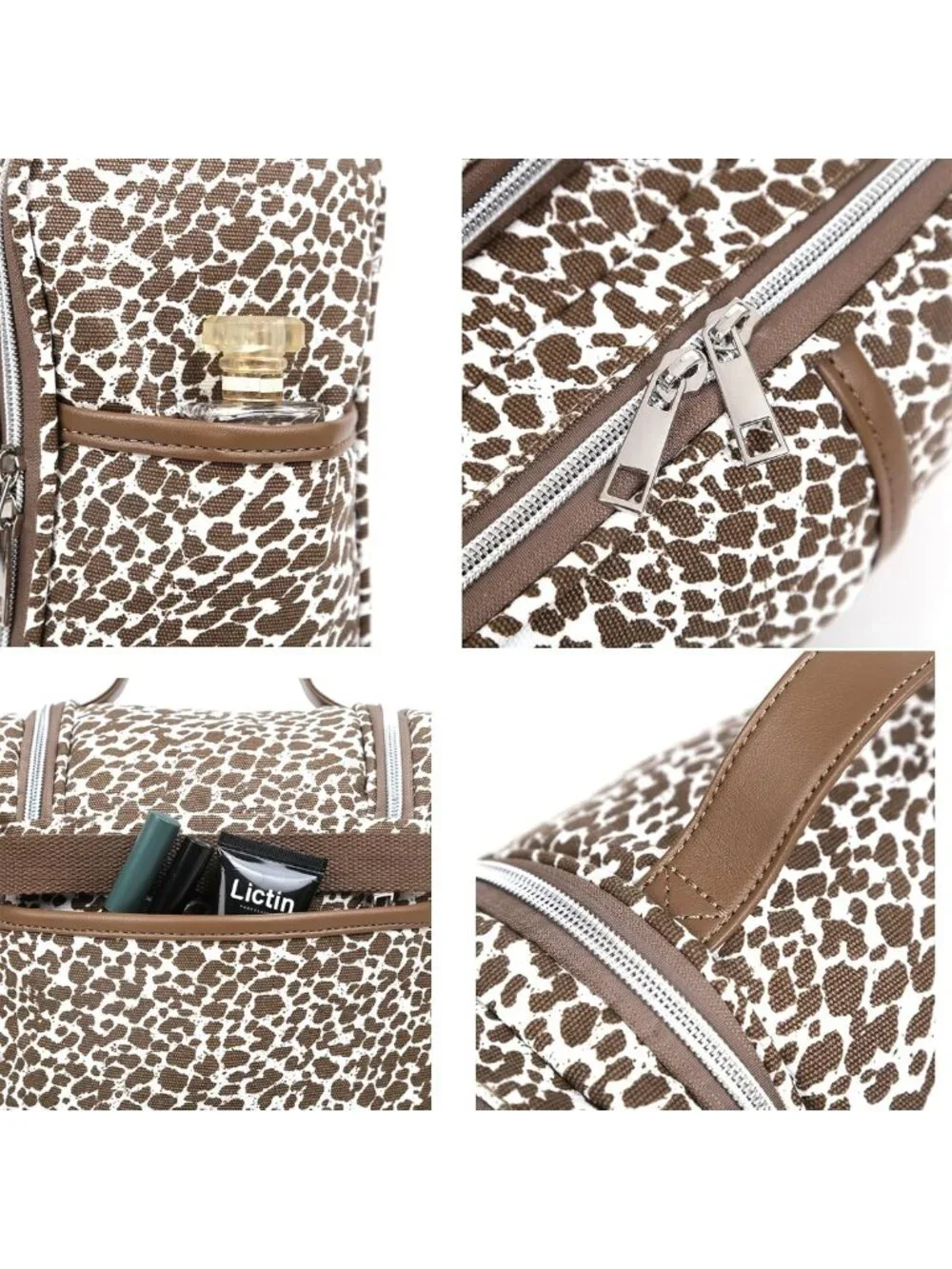 Leopard Print Hanging Travel Toiletry Bag - Large Capacity Organizer for Makeup